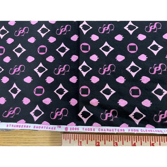 FABRIC - Strawberry Shortcake Black Quilt Cotton Fabric 2 Yards By Spectrix  NEW - Picture 6 of 11